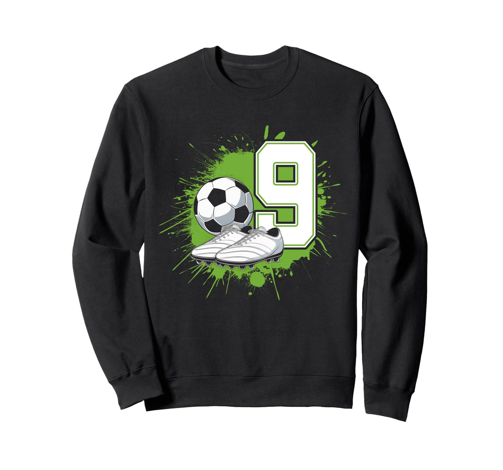 9 Soccer Birthday Gift Soccer Fan Sweatshirt - Graphic Print Men Women