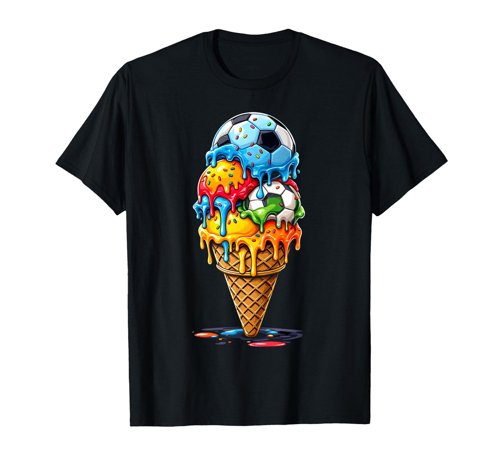 Soccer Drip Ice Cream Drip Sprinkles Summer T-Shirt - Trendy Graphic Unisex