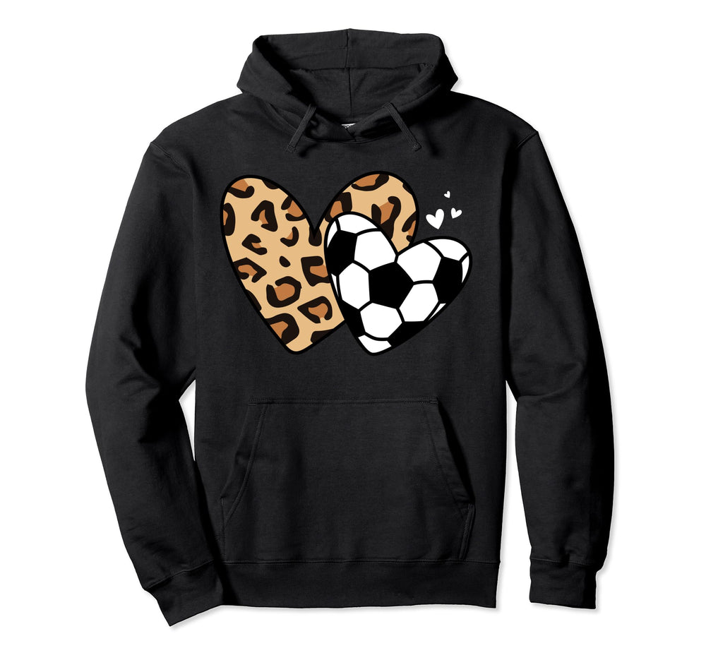 Soccer Heart Leopard Heart Funny Sport Hoodie - Aesthetic Graphic Unisex