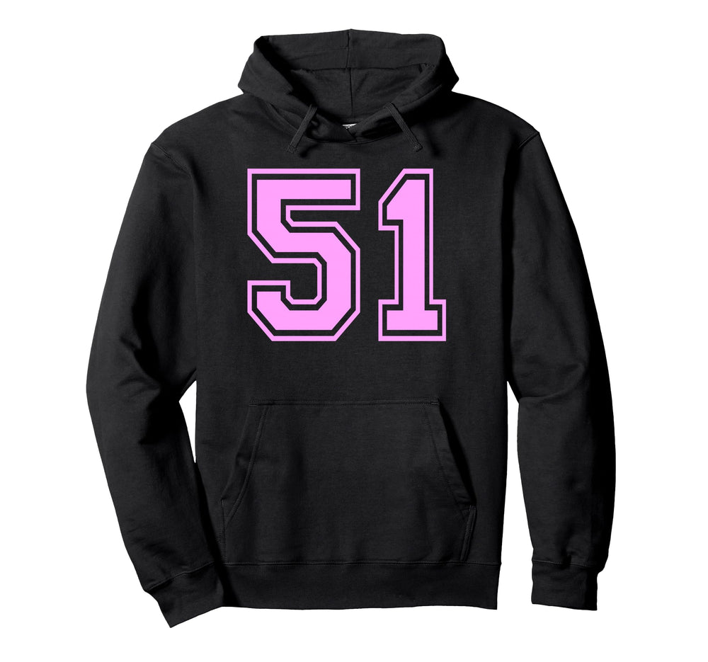 51 Number Fifty One Sports Varsity Hoodie - Custom Art Print Unisex