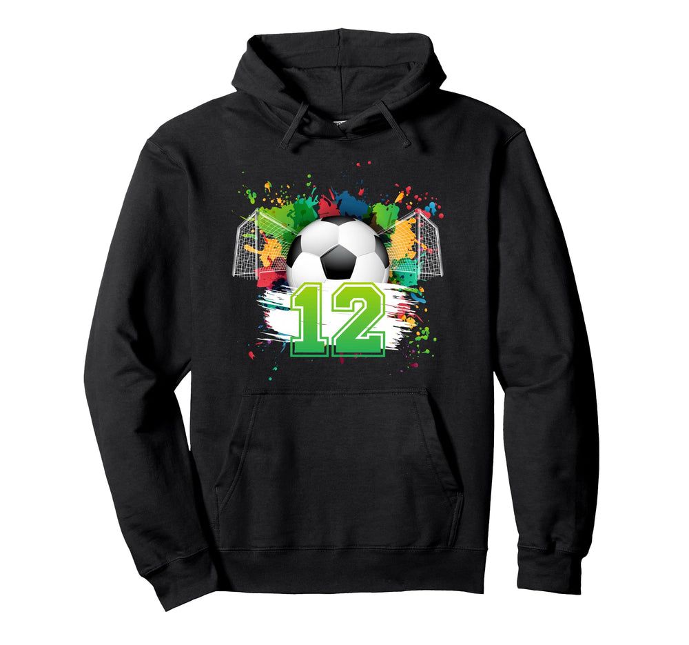 12Th Soccer Birthday Party 12 Year Old Hoodie - Minimalist Print Unisex
