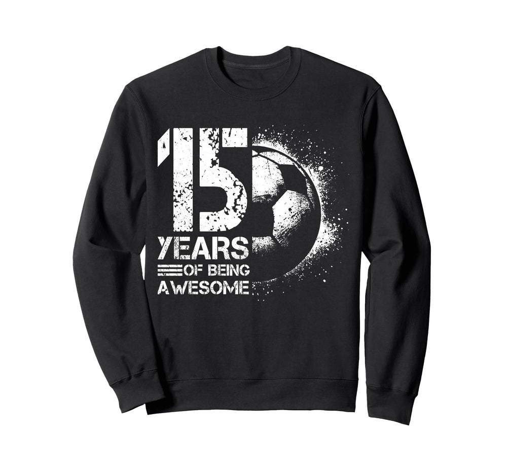 15Th Birthday Soccer Player Football Sweatshirt - Minimalist Print Unisex