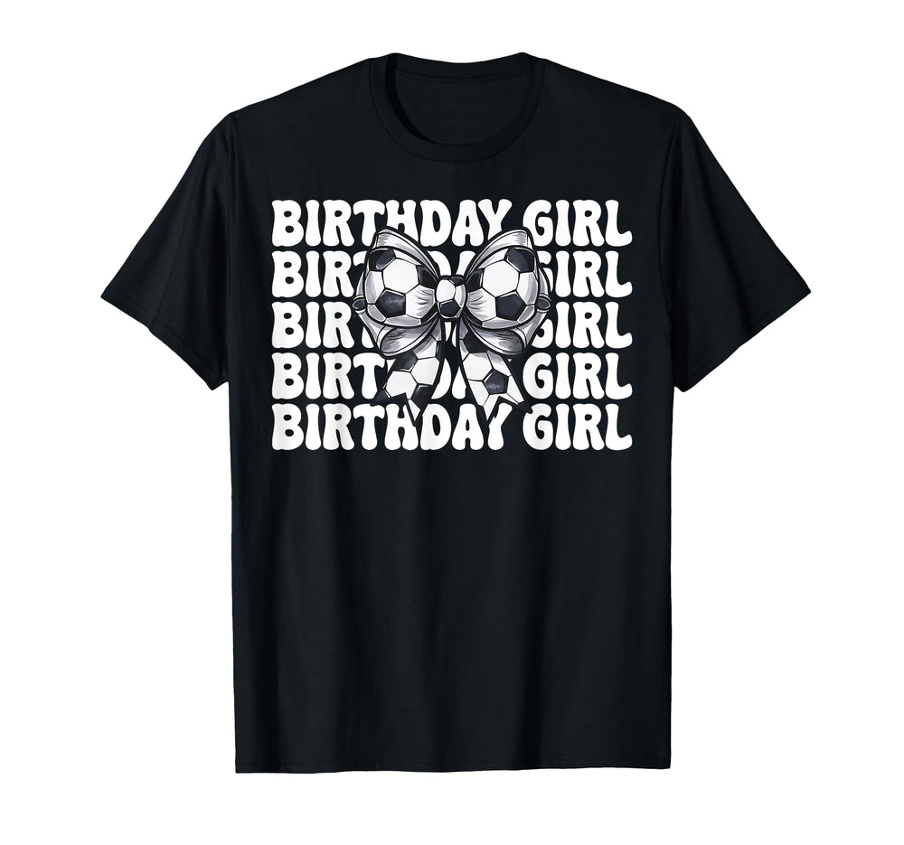 Birthday Soccer Coquette Bow T-Shirt - Unique Graphic Unisex