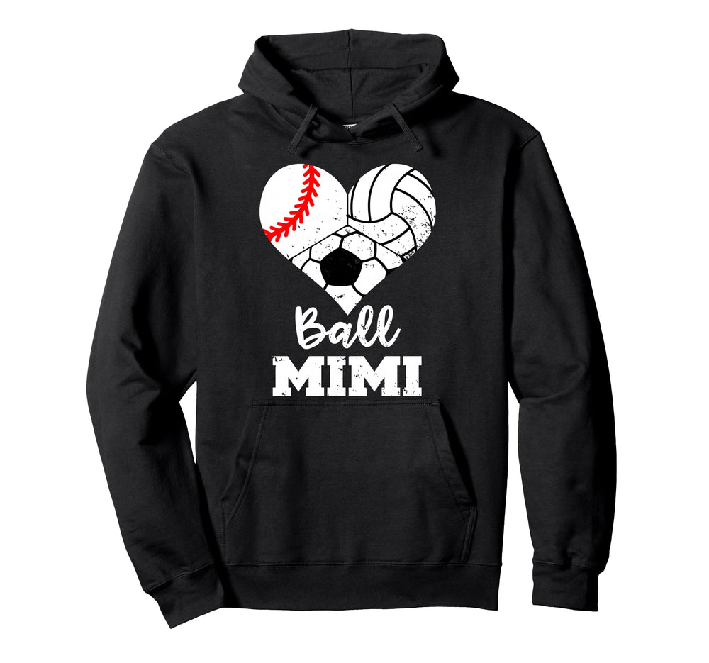 Ball Mimi Heart Funny Baseball Hoodie - Trendy Graphic for Adults