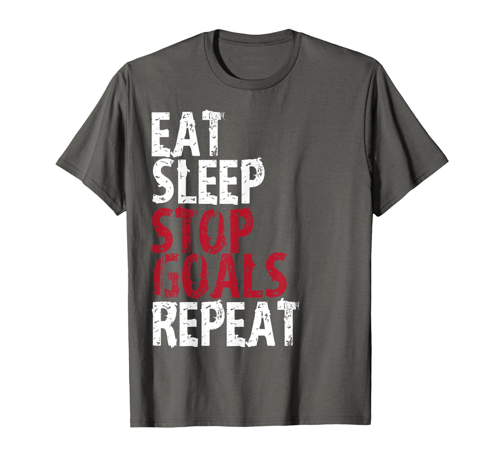 Eat Sleep Stop Goals Repeat Soccer T-Shirt - Graphic Print for Adults