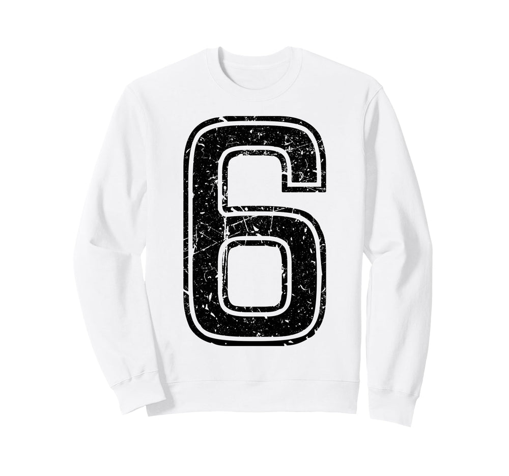Black Sports Team Number 6 Sweatshirt - Custom Art Print Unisex