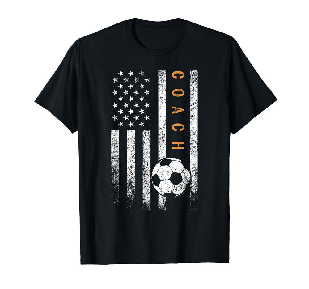 Soccer Coach American Flag Soccer T-Shirt - Graphic Print for Adults