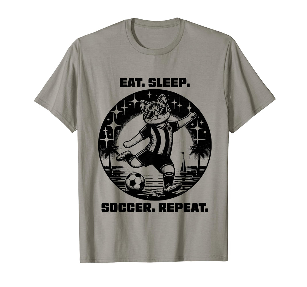 Eat Sleep Soccer Repeat Funny Soccer T-Shirt - Fun Novelty Design Unisex