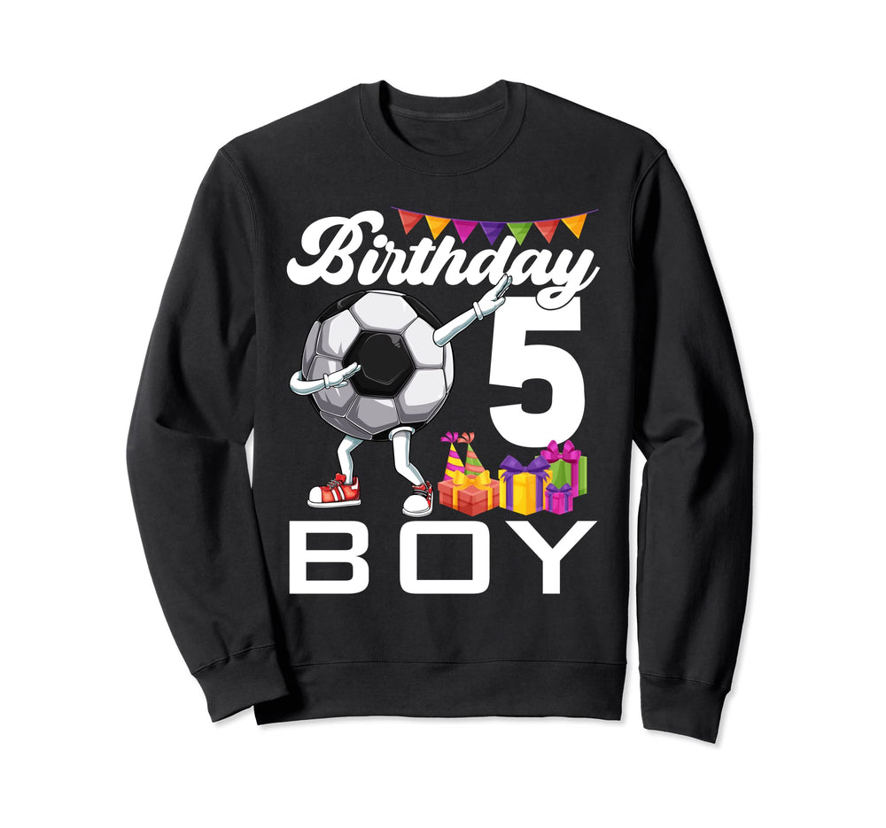 Birthday 5 Years Old Dabbing Soccer Sweatshirt - Trendy Graphic Unisex