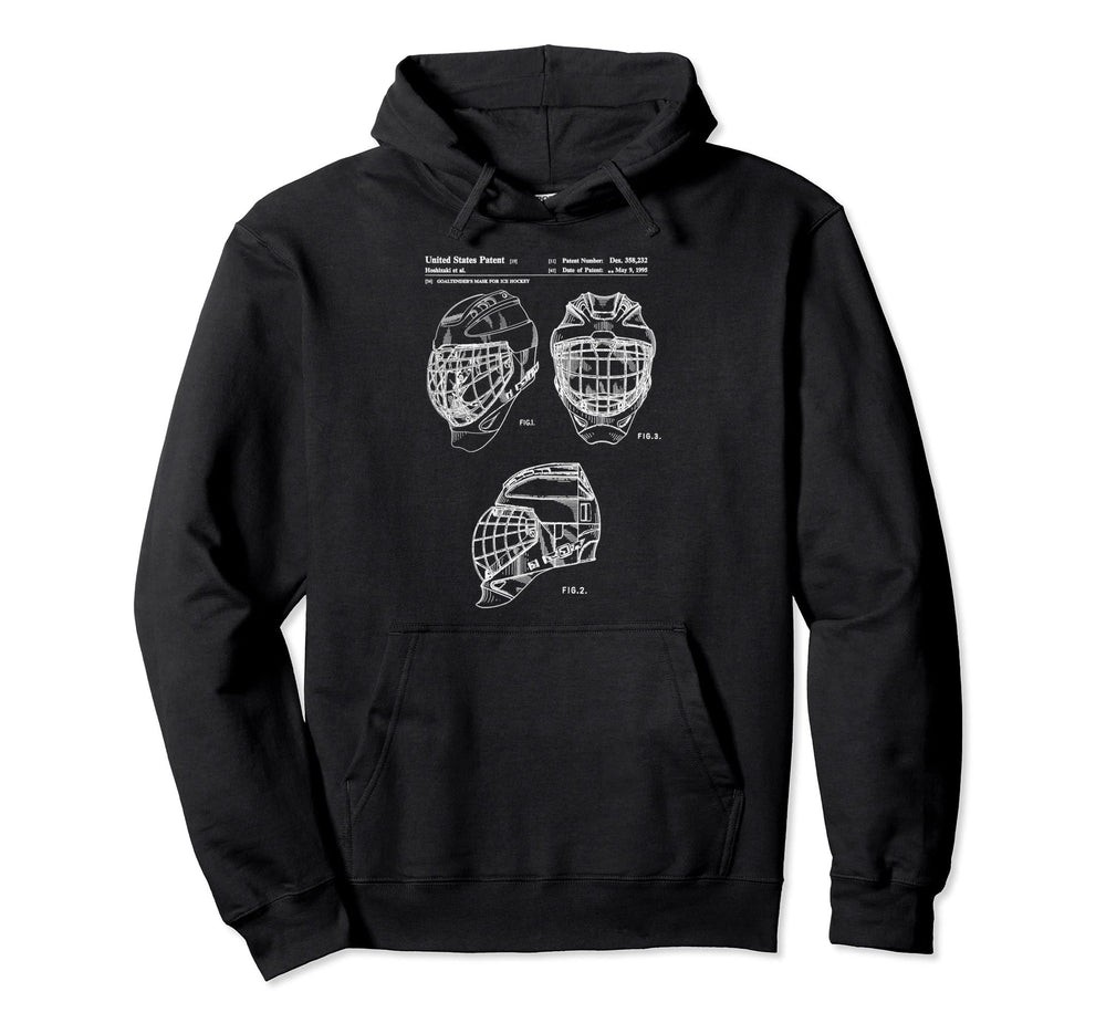 Hockey Goalkeeper Mask 1995 Patent Ice Hoodie - Fun Novelty Design Unisex