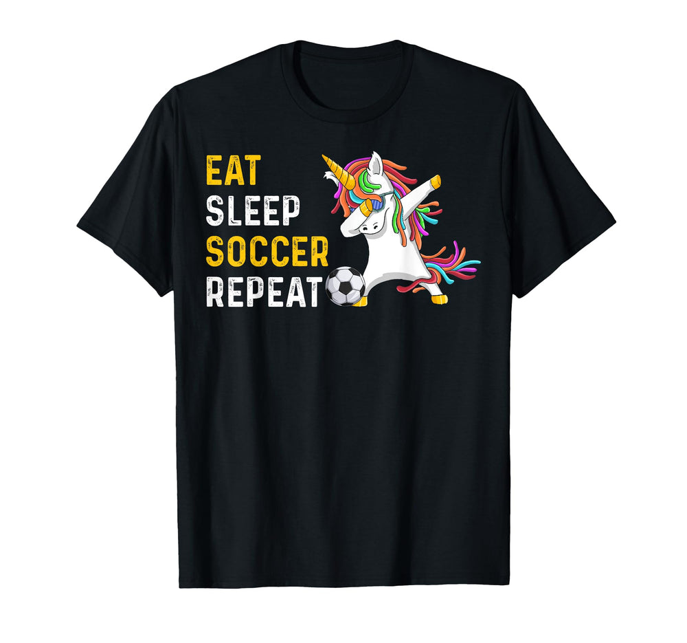 Funny Eat Sleep Soccer Repeat T-Shirt - Fun Novelty Design Unisex