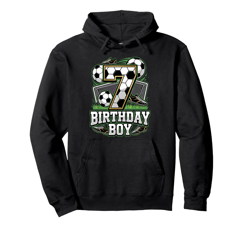 7Th Birthday 7 Year Old Soccer Ball Goal Hoodie - Novelty Apparel Unisex