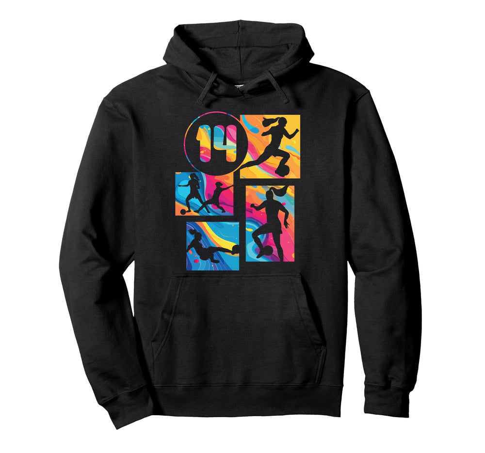 14Th Birthday Soccer Player Football 14 Hoodie - Minimalist Print Unisex