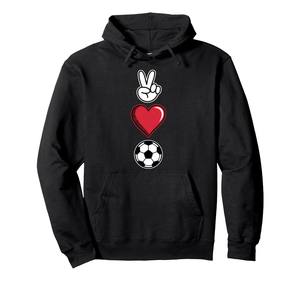 Peace Love Soccer Simple Player Coach Hoodie - Novelty Apparel for Adults