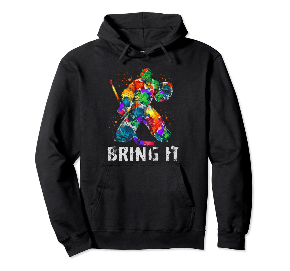 Colorful Ice Hockey Goalie Funny Hoodie - Minimalist Print Men Women