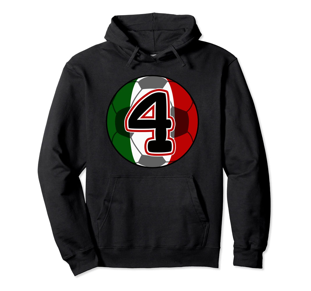 4 Year Old Birthday Mexican Soccer Hoodie - Minimalist Print for Adults