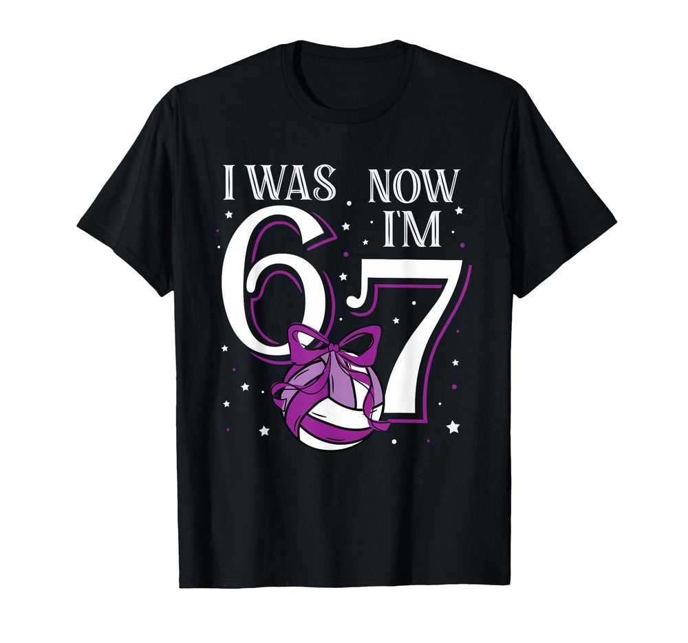 Volleyball Was 6 Now Im 7 Purple 67 T-Shirt - Novelty Apparel for Adults