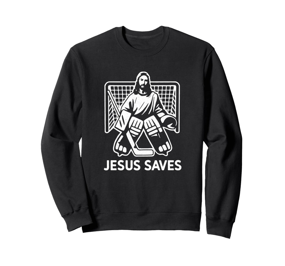 Hockey Goalie Goalkeeper Jesus Sweatshirt - Fun Novelty Design for Adults