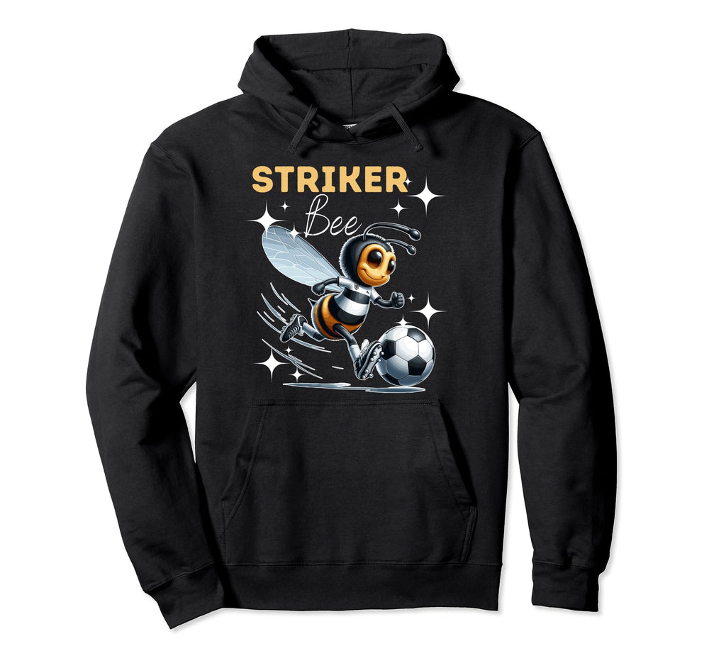 Striker Bee Soccer Enthusiast Hoodie - Unique Graphic Unisex