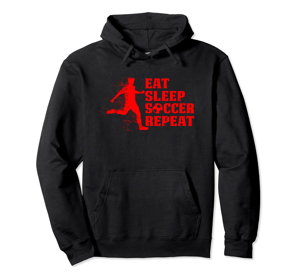 Eat Sleep Soccer Repeat Football Hoodie - Minimalist Print for Adults