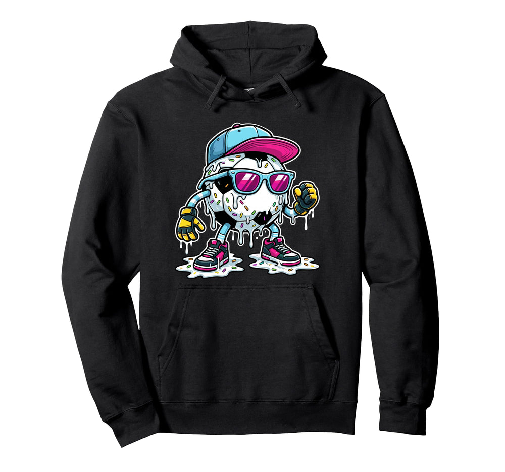 Soccer Ball Melting Ice Cream Drip Hoodie - Casual Everyday Wear Men Women