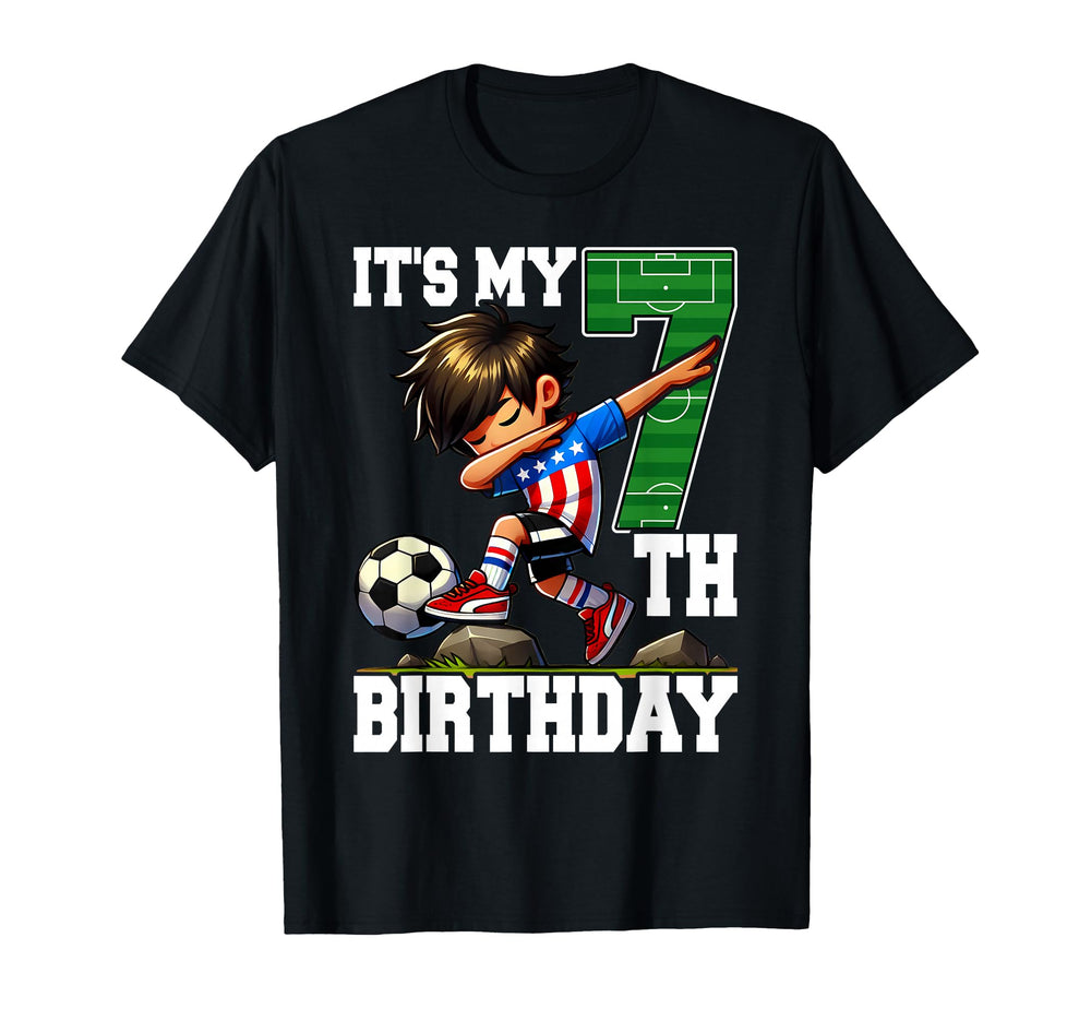 Soccer Its My 7Th Birthday American T-Shirt - Custom Art Print Men Women