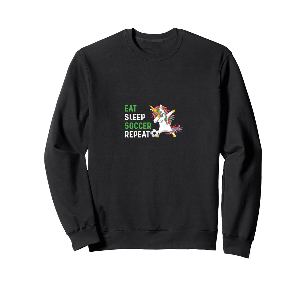 Funny Eat Sleep Soccer Repeat Sweatshirt - Graphic Print for Adults