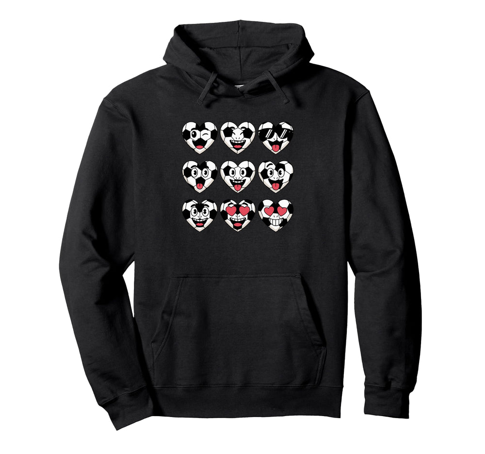 Soccer Heart Faces Football Love Hoodie - Graphic Print Men Women