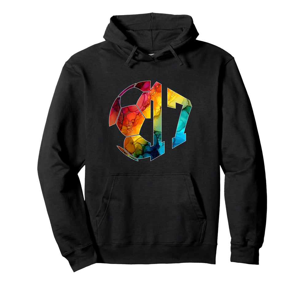 Number 17 Years Soccer 17Th Birthday Hoodie - Aesthetic Graphic for Adults