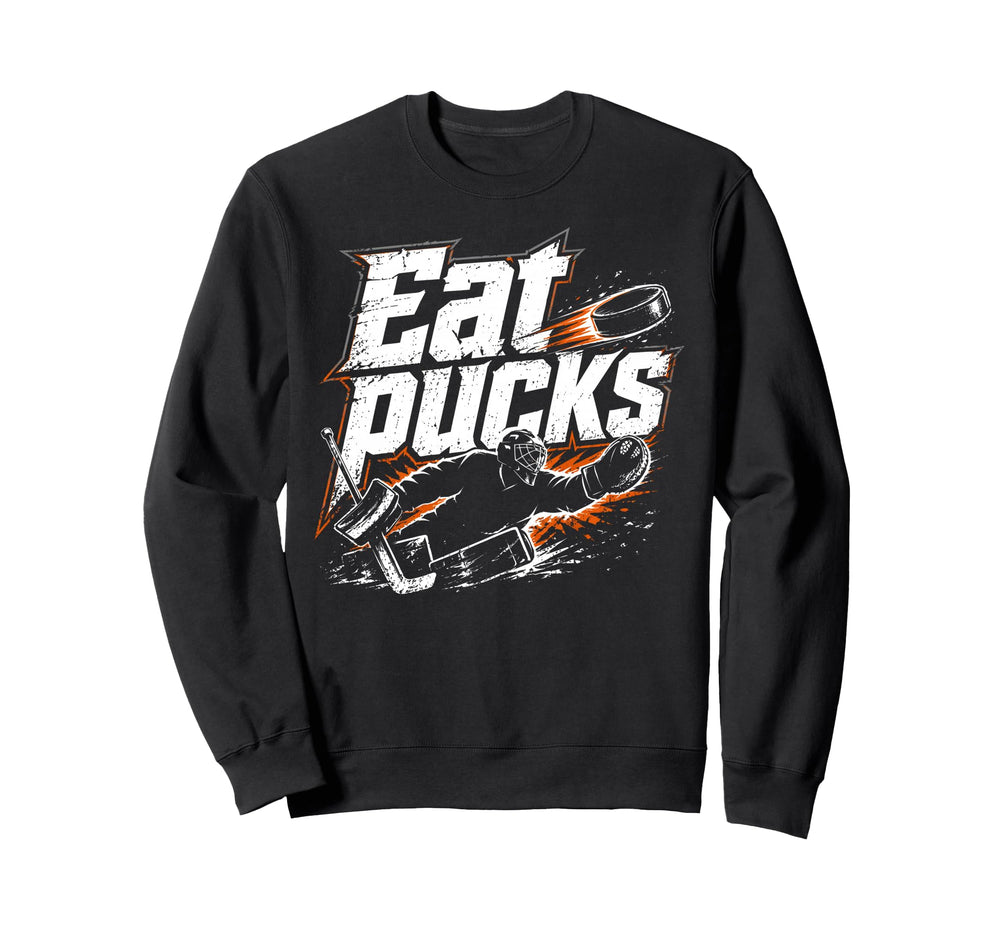 Ice Hockey Goalkeeper Pucks Goalie Sweatshirt - Novelty Apparel for Adults
