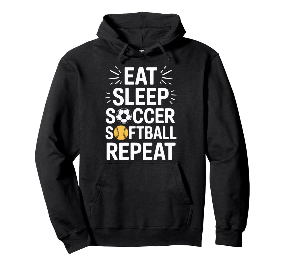 Soccer Softball Athlete Eat Sleep Hoodie - Minimalist Print Men Women
