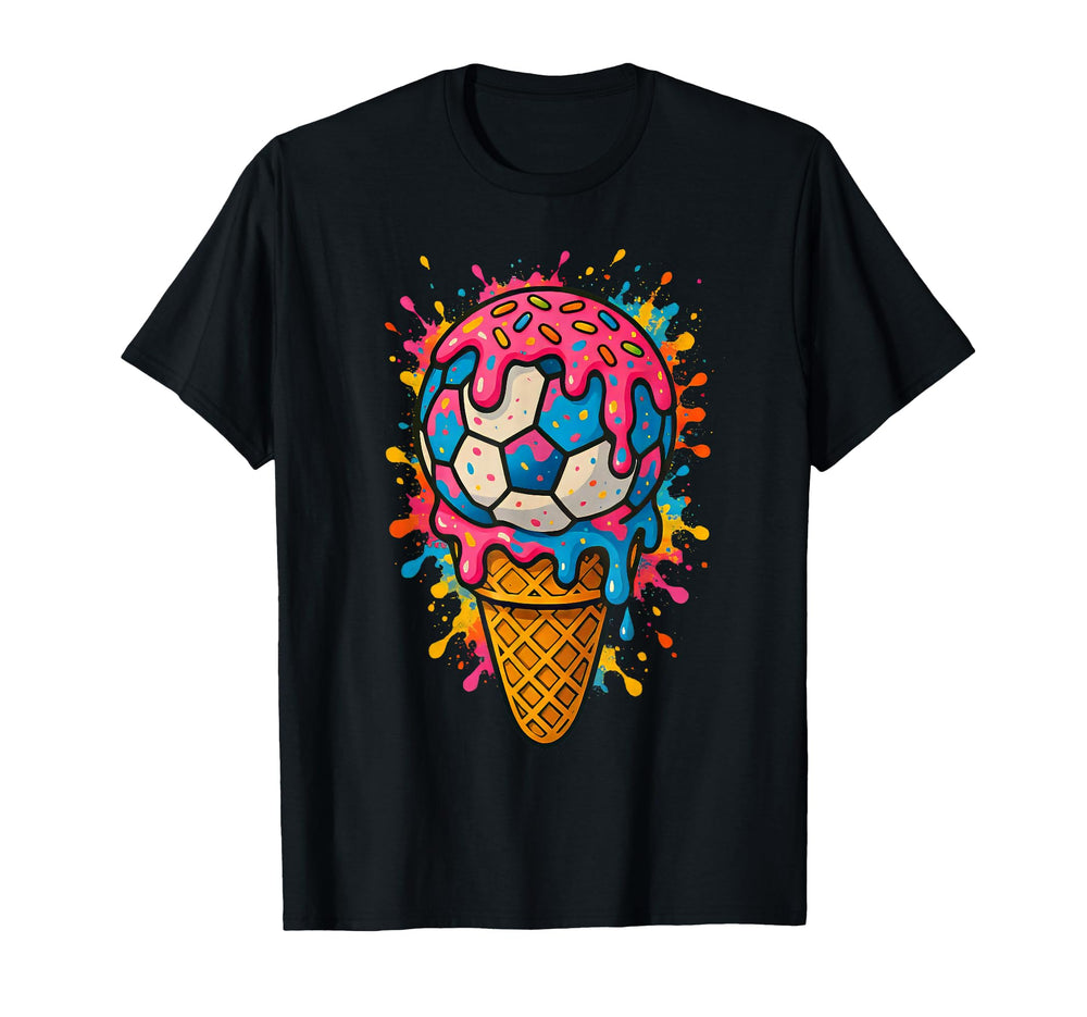 Soccer Player Drip Ice Cream Soccer T-Shirt - Custom Art Print for Adults