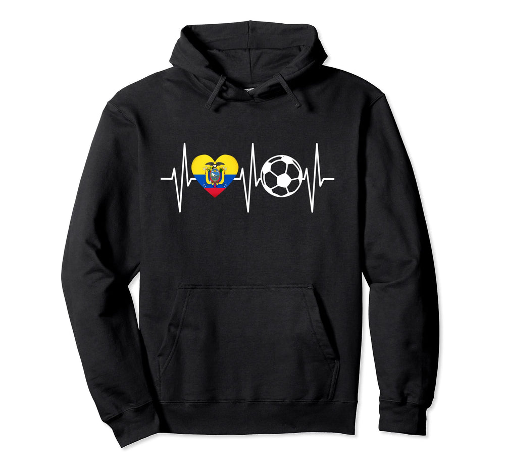 Ecuador Soccer Funny Soccer Heartbeat Hoodie - Aesthetic Graphic Men Women