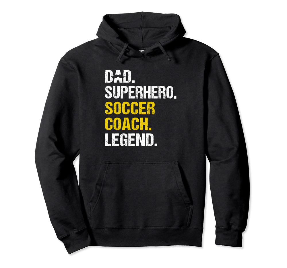 Dad Superhero Soccer Coach Funny Hoodie - Casual Everyday Wear Men Women