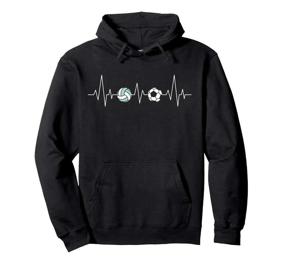 Soccer Volleyball Heartbeat Funny Sport Hoodie - Novelty Apparel Men Women