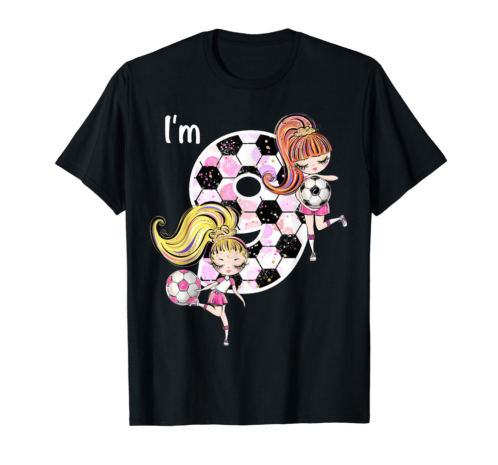 Soccer 9Th Birthday Party 9 Year Old T-Shirt - Graphic Print for Adults