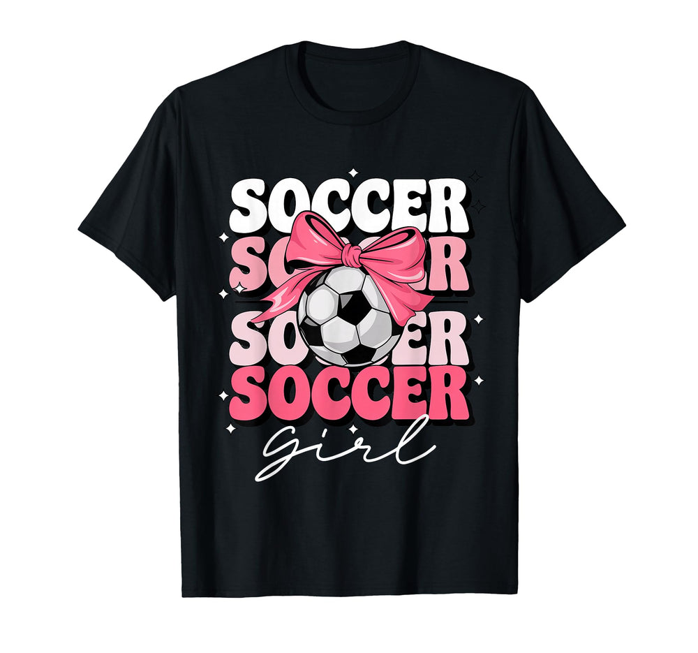 Groovy Soccer Coquette Bow Soccer T-Shirt - Unique Graphic Men Women