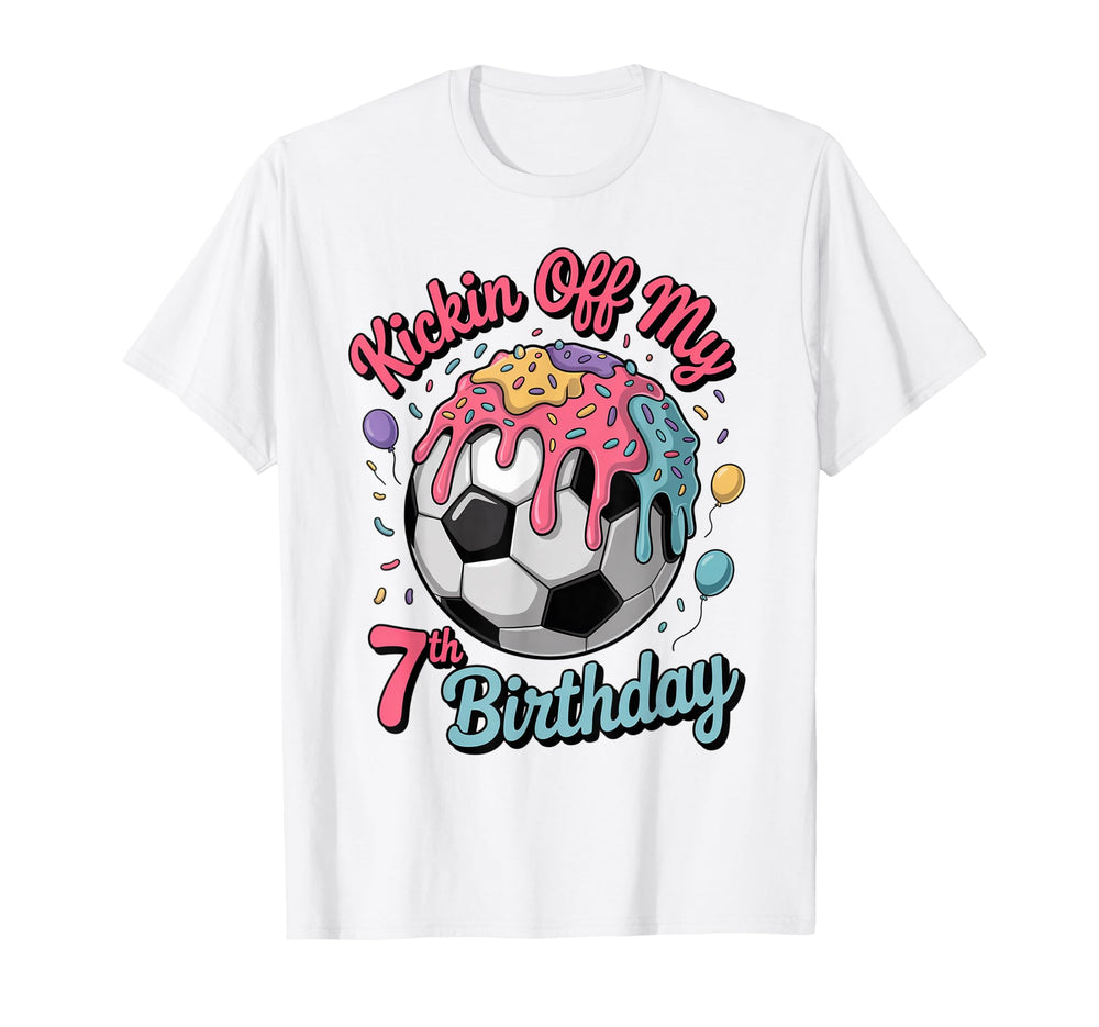 Soccer Birthday 7 Ice Cream Drip 7Th T-Shirt - Trendy Graphic for Adults