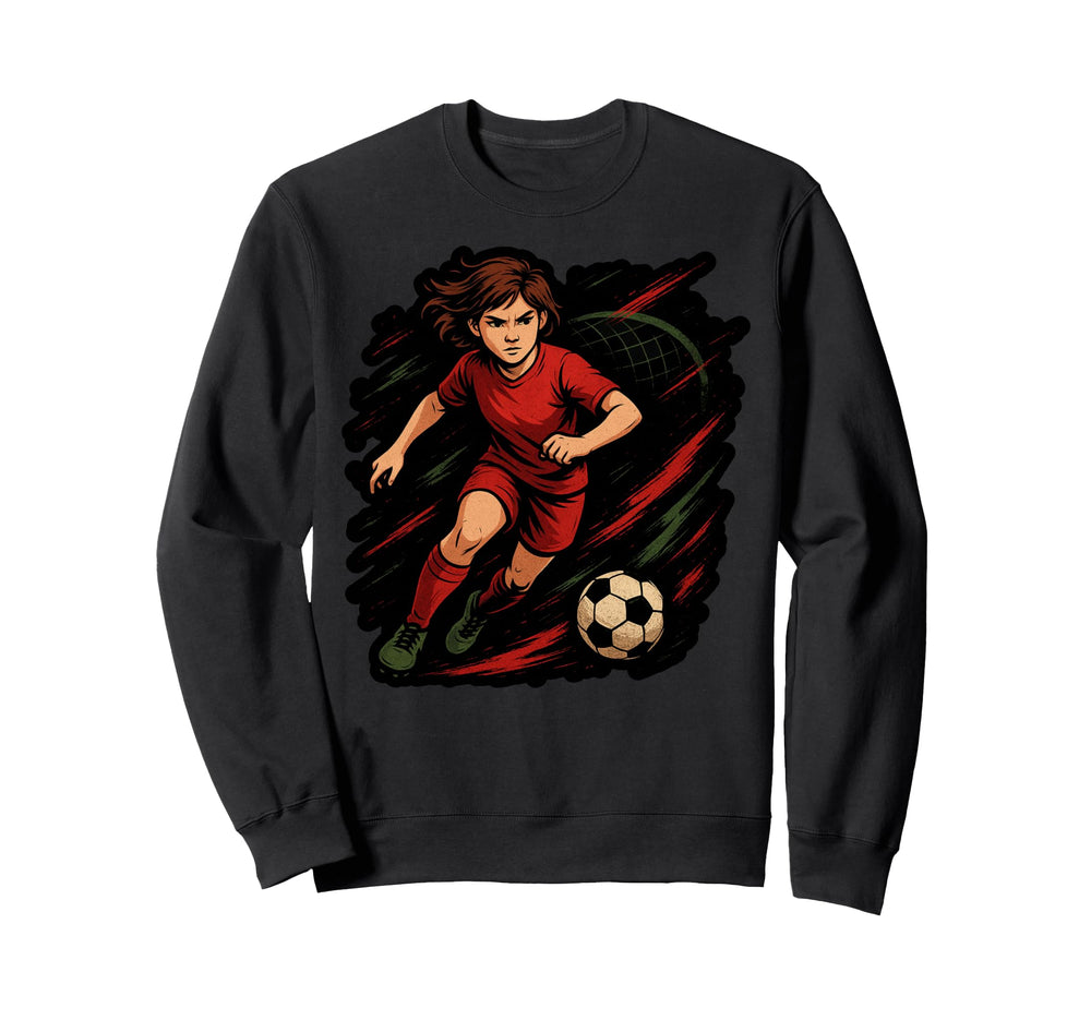 Soccer Player Kicking Ball Sports Sweatshirt - Minimalist Print Men Women