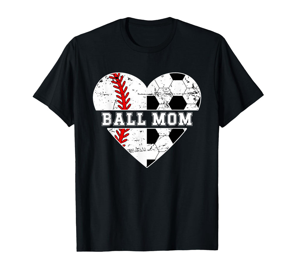 Ball Mom Heart Soccer Baseball Mom T-Shirt - Streetwear Style Unisex