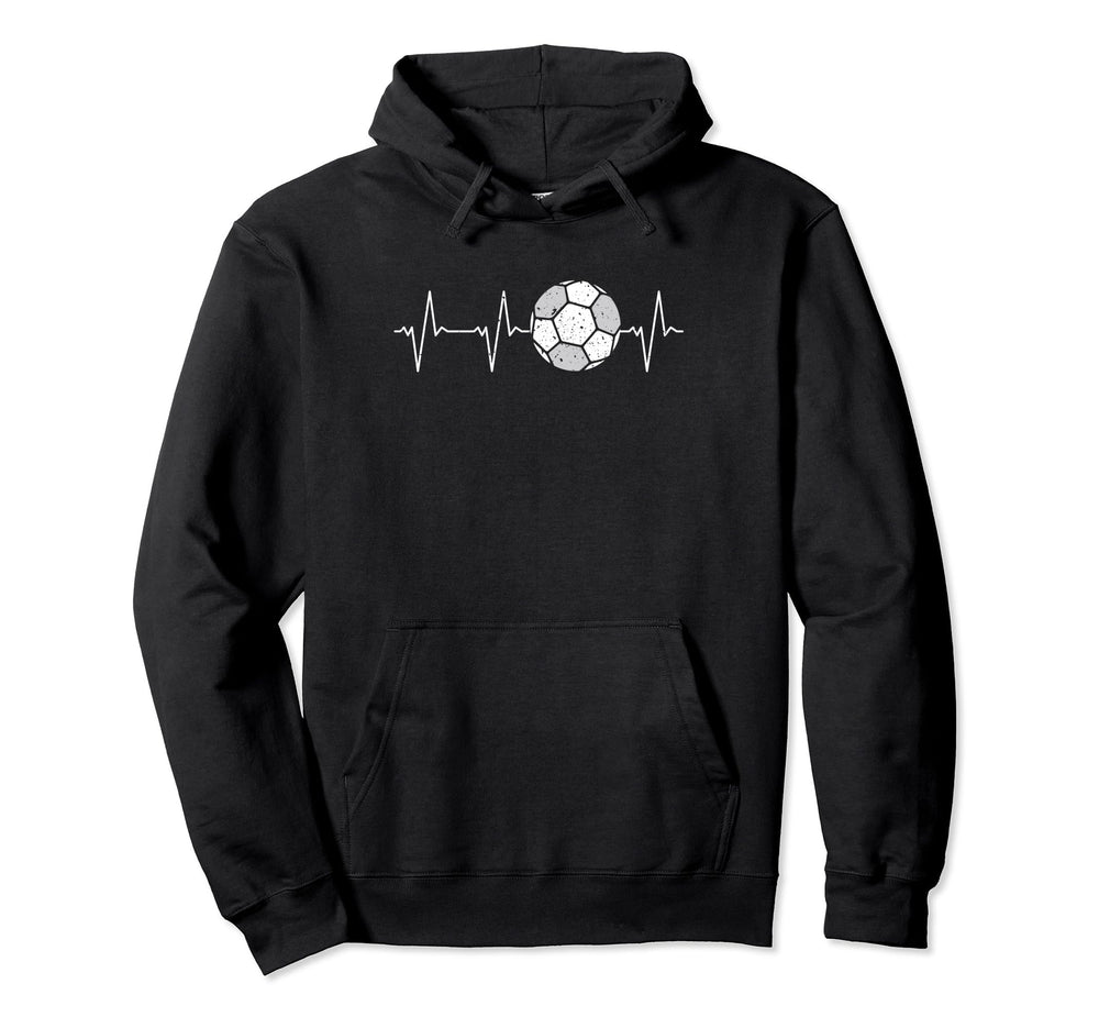Soccer Heartbeat Ball Ekg Pulse Line Hoodie - Graphic Print Men Women