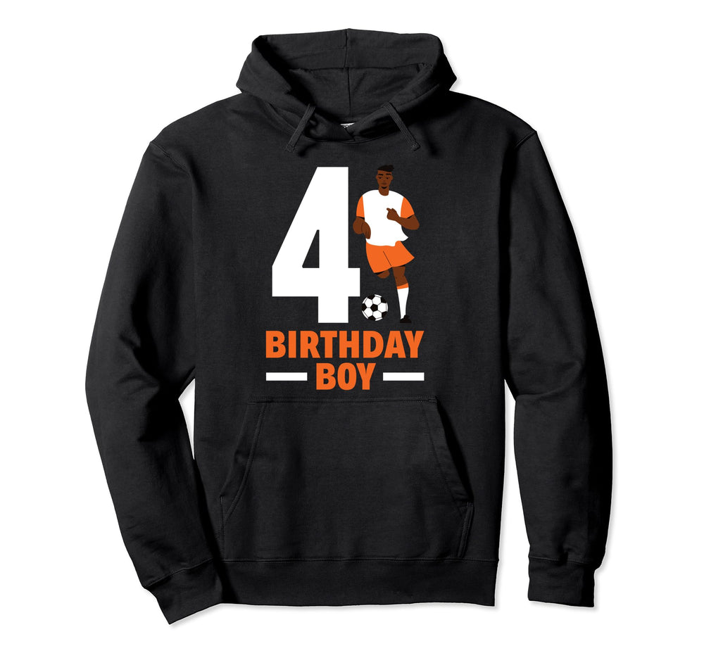4Th Birthday 4 Years Soccer Football Hoodie - Aesthetic Graphic for Adults