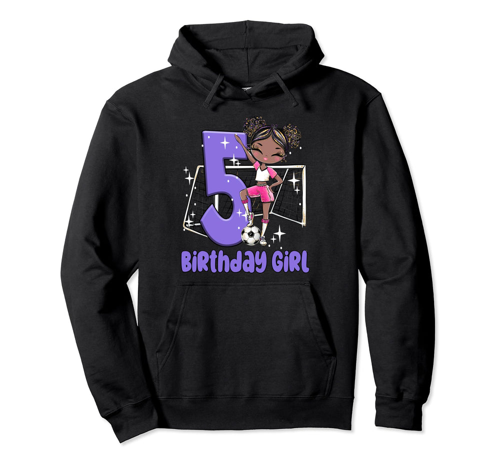 5Th Birthday Black Soccer Ball Net Hoodie - Custom Art Print Men Women