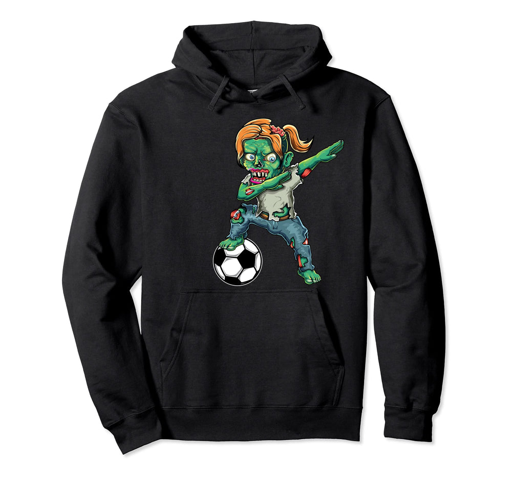Female Zombie Halloween Soccer Lover Hoodie - Streetwear Style for Adults