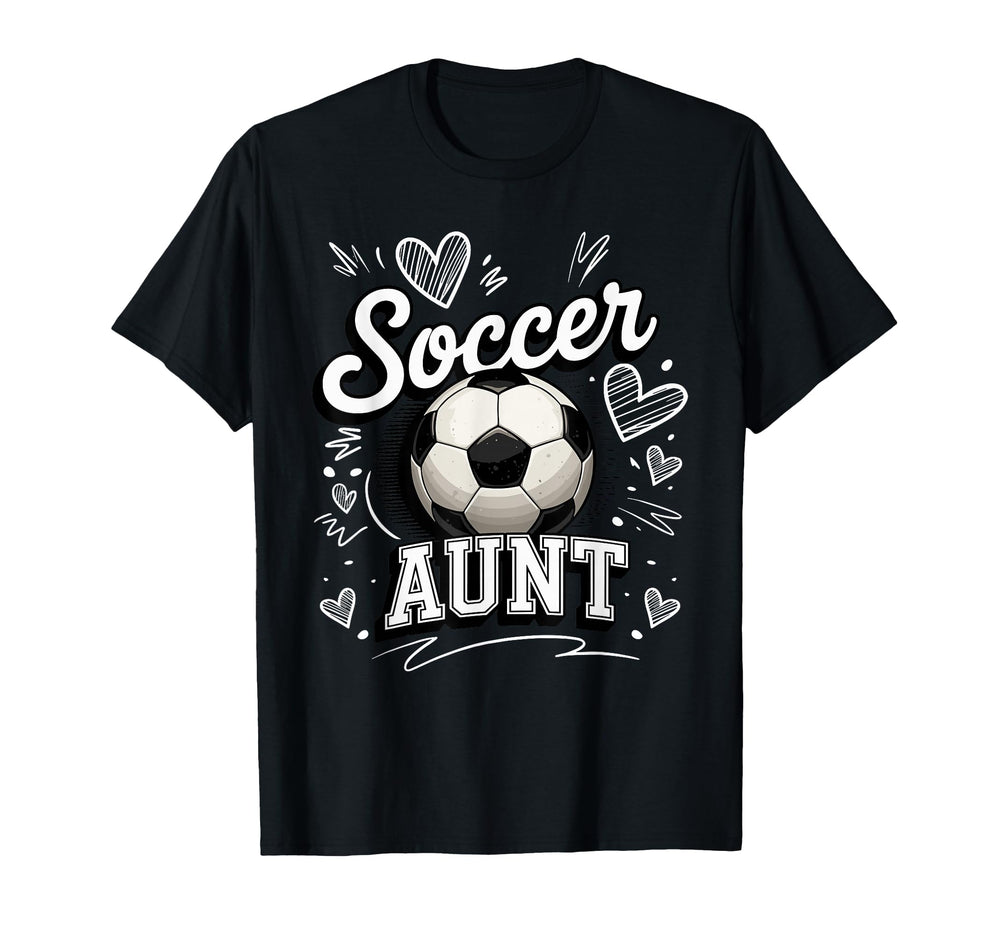 Soccer Aunt Heart Football Game Day T-Shirt - Fun Novelty Design Men Women