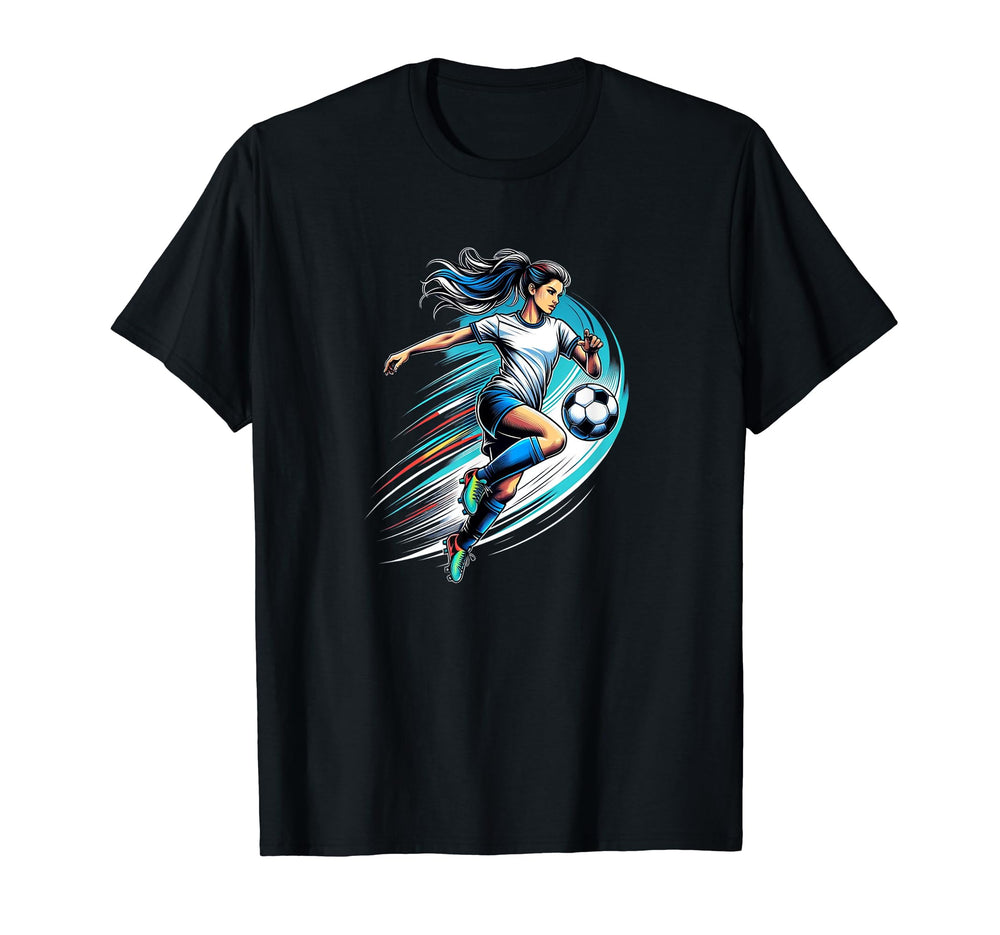 Fierce Striker Dynamic Soccer Action T-Shirt - Streetwear Style Unisex