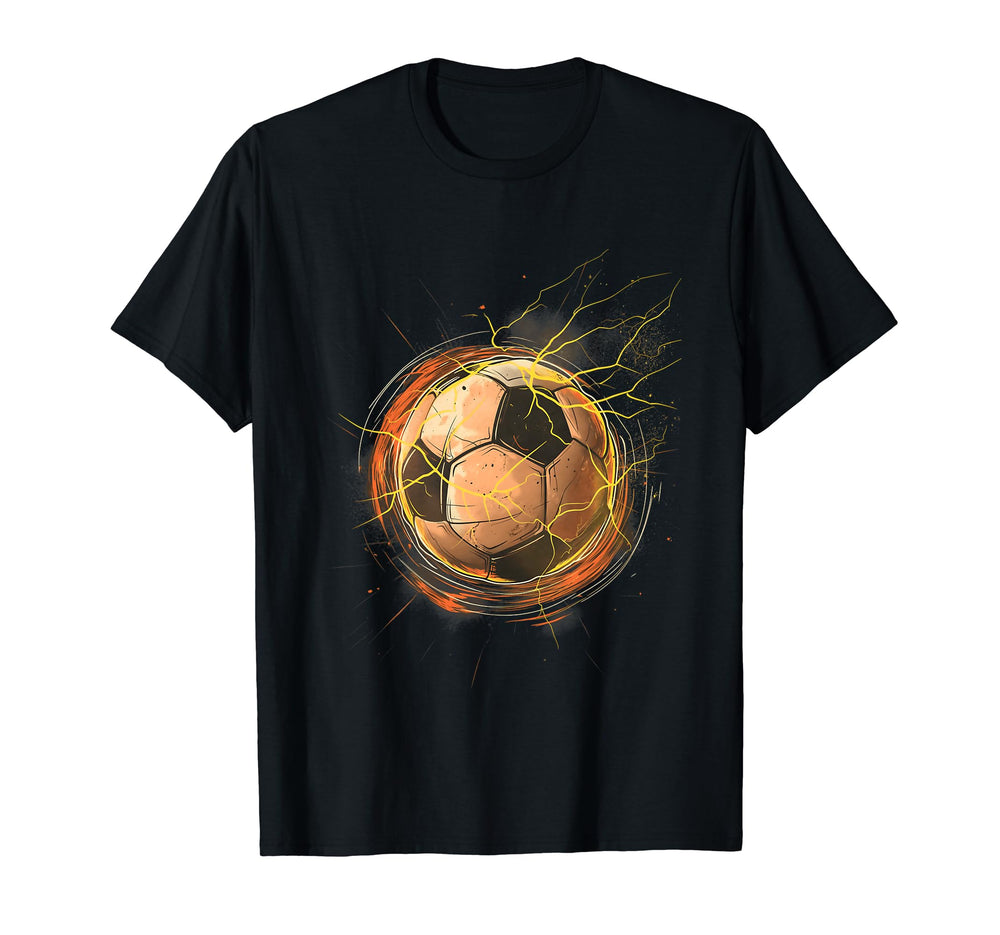 Lightning Soccer Ball Sports Futbol T-Shirt - Custom Art Print Men Women