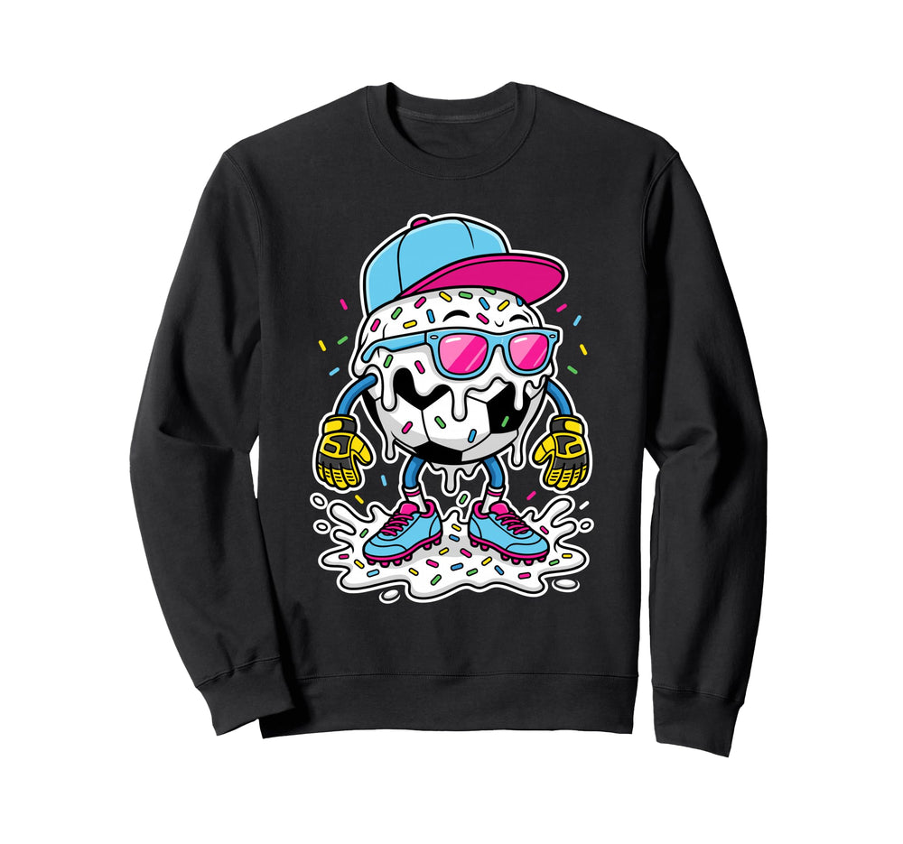 Soccer Ball Melting Ice Cream Drip Sweatshirt - Graphic Print for Adults