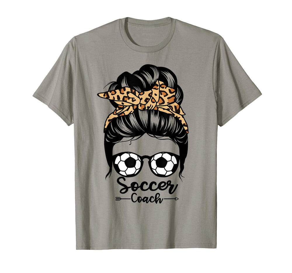 Soccer Coach Life Messy Bun Hair T-Shirt - Aesthetic Graphic for Adults