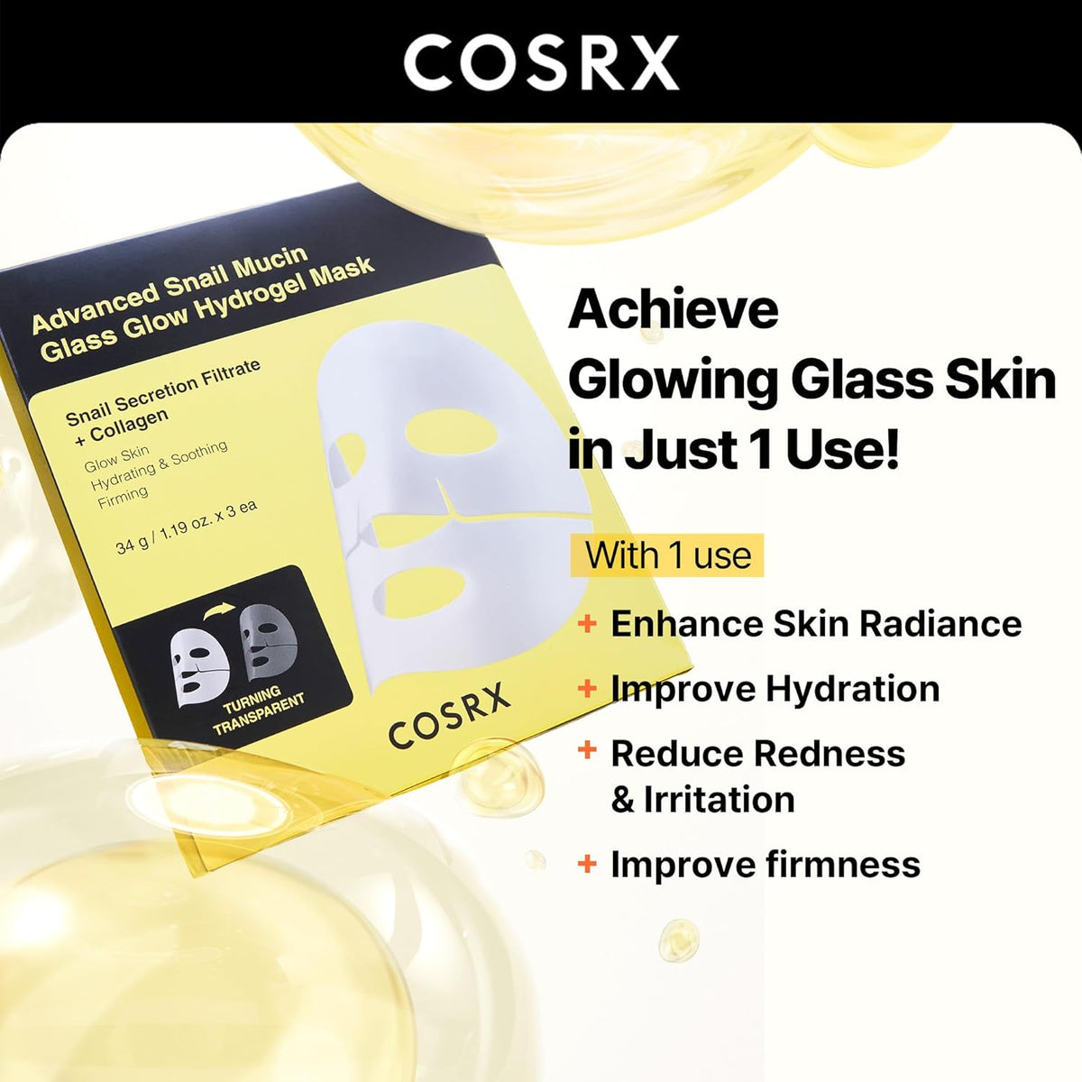 Cosrx Advanced Snail Mucin Glass Glow Hydrogel Mask - Snipetell